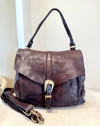 Campomaggi Borsa A Spalla Marrone Con Fibbia Oro