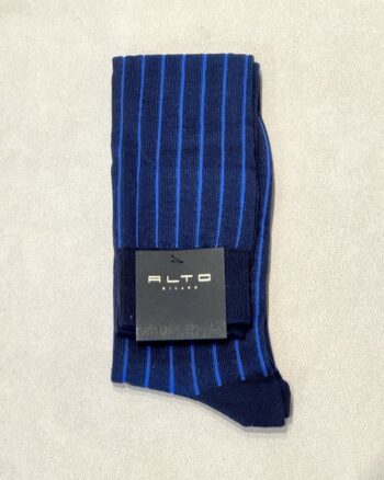 Alto Milano calza Uomo Lunga Con Righe Azzurre