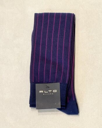 Alto Milano calza Uomo Lunga Con Riga Prugna