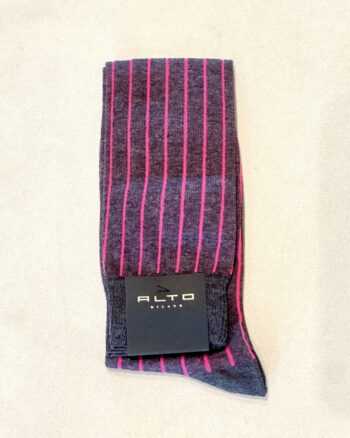 Alto Milano Calza Uomo Lunga Con Righe Fuxia