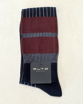 Alto Milano Steve Calza Lunga Blu Uomo Con Coste E Righe