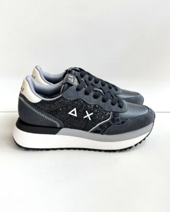 Sun 68 Sneakers Donna Platform Nera Con Glitter