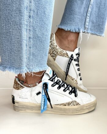 Crime London SK8 Deluxe Sneakers Donna Bianca Con Effetto Vintage