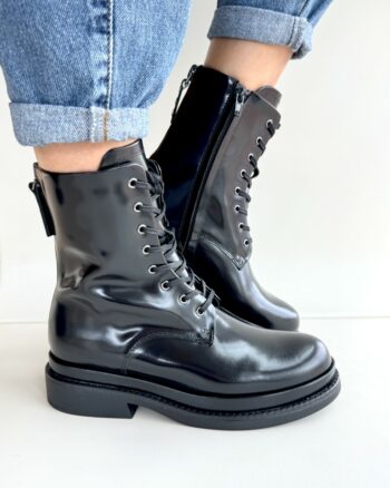 Elvio Zanon Anfibio Donna In Pelle Spazzolata Nera