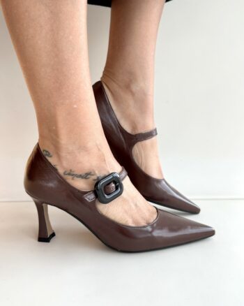 Matteo Pitti Decoltèe Donna In Naplack Marrone Con Fibbia