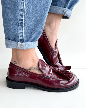 Tribolati Mocassino Donna In Naplack Bordeux Con Nappe