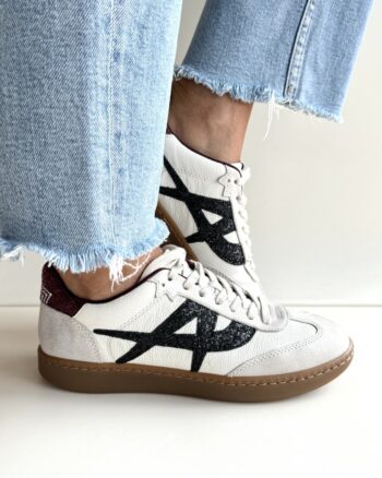 Ash Sunset Sneakers Donna Latte Con Glitter Nero E Bordeaux