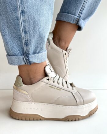 Janet E Janet Sneakers Donna Beige Con Platform