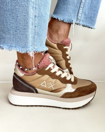 Sun 68 Sneakers Donna Marrone E Bronzo Con Platform