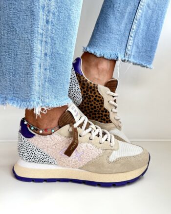 Sun 68 Sneakers Donna Multimateriale Beige E Animalier