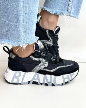 Voile Blanche Club Sneakers Donna In Nylon E Cavallino Nero