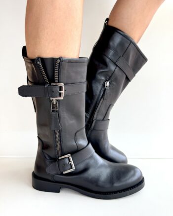 Tribolati Stivaletto In Pelle Nera Con Fibbie