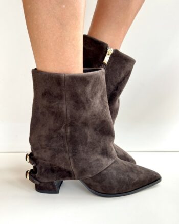 Bruno Premi Tronchetto Donna In Camoscio Marrone Con Ghetta