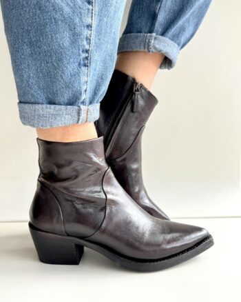 Tribolati Tronchetto Texano Donna In Pelle Marrone Scuro