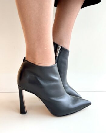 Bianca Di Tronchetto Donna Tacco Alto In Pelle Nera