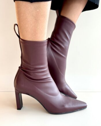 Bianca Di Tronchetto Donna Elasticizzato Bordeaux