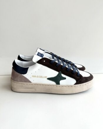 Ama Brand Slam Sneakers Uomo Bianca  Marrone Blu
