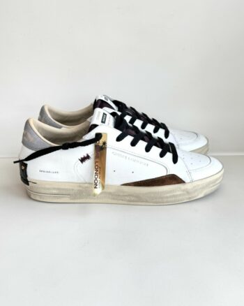 Crime London SK8 Deluxe Sneakers Uomo Bianca Linguetta Vinaccia