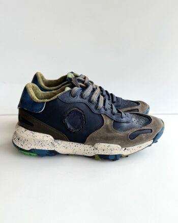 Satorisan Chacrona Sneakers Uomo In Pelle Blu E Verde