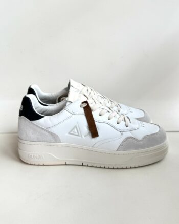 Sun 68 Sneakers Uomo Basket Bianca E Talloncino Blu