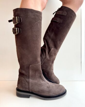 Jd Stivale Donna In Camoscio Marrone Con Fibbie