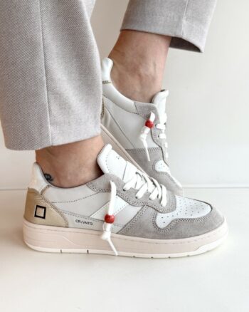 D.A.T.E. Court Sneakers Donna Avorio E Camoscio Beige