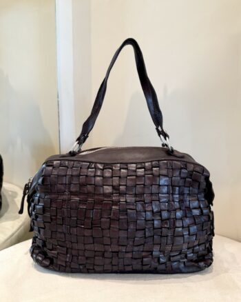 Campomaggi Rachele Borsa Bauletto Donna In Pelle Intrecciata Marrone