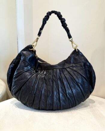 Campomaggi Luna Borsa A Spalla In In Pelle Effetto Plissetato Nera