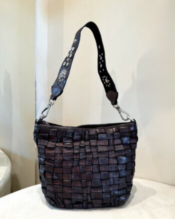 Campomaggi Edera Borsa A Spalla In Pelle Intrecciata Marrone