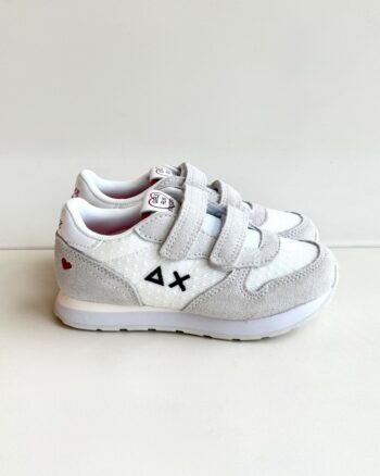 Sun 68 Sneakers Bambina Bianca Con Tessuto Lavorato E Cuore