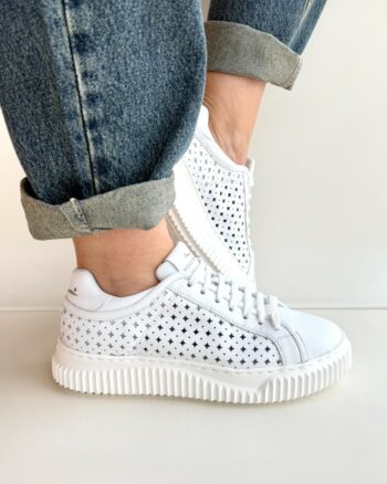 Voile Blanche Herika Sneakers Donna Bianca Con Disegno Laserato