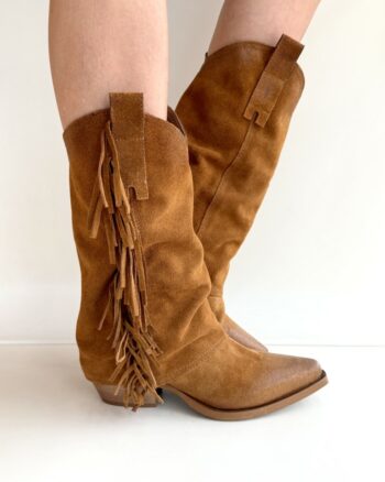 Metisse Stivale Texano In crosta Cuoio Con Frange