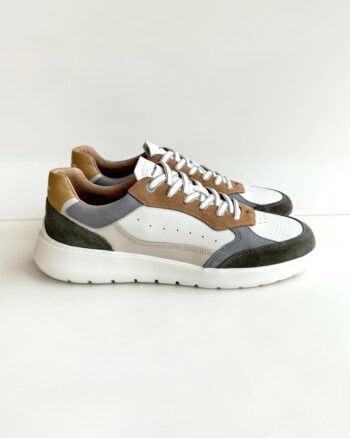 Ambitious Sneakers Uomo In Pelle Panna Cuoio E Grigia