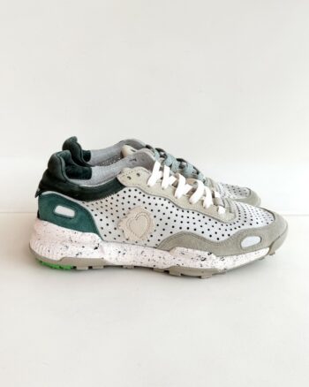 Satorisan Chacrona Laser Uomo In Pelle Forata Grigia Con Verde