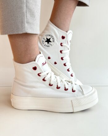 Converse Chuck Taylor All Star Sneakers Donna Bianco Panna Con Cuori