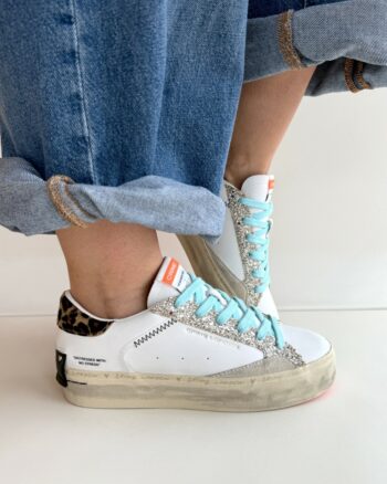 Crime London Distressed Platform Sneakers Donna Bianca Con Glitter