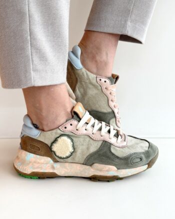 Satorisan Chacrona Linen Sneakers Donna Verde Rosa E Celeste
