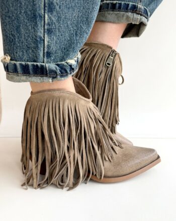 Metisse Texano Donna Con Frange In Crosta Beige