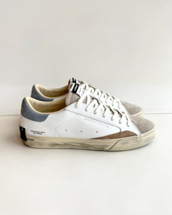 Crime London Distressed Sneakers Uomo Bianca con Linguetta In Camoscio Beige
