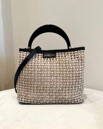 My Best Bag Ingrid Borsa A Mano Donna In Rafia Naturale E Pelle Nera