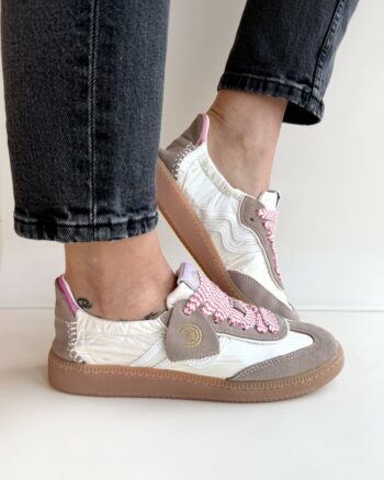 Primabase Sneakers Donna in Nylon Cangiante E Camoscio Beige