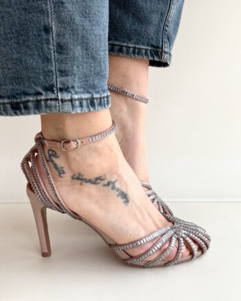 Bibi Lou Sandalo Gabbia Donna Nude Con Cristalli