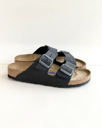 Birkenstock Arizona Unisex In Pelle Oliata Nera Plantare Morbido