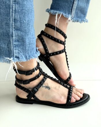 Bibi Lou Sandalo Donna Nero Linea Gladiatore Con Borchie