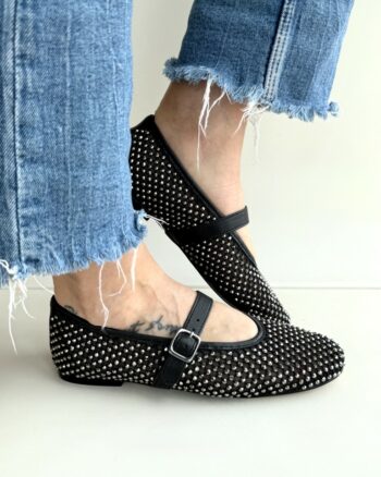 Tribolati Ballerina Donna In Rete Nera Con Borchie Piramidali