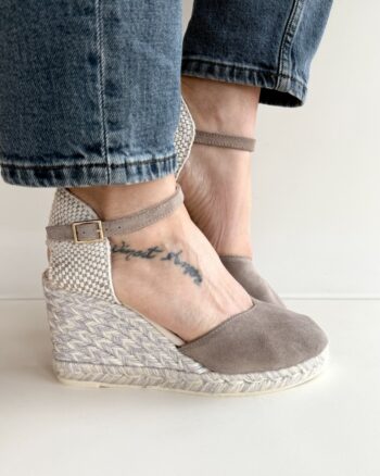 Espadrilles Cloe Zeppa Donna In Camoscio Tortora