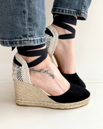 Espadrilles Colin Zeppa Donna In Camoscio Nero